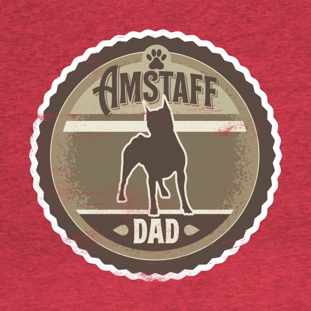 Amstaff Dad - Distressed American Staffordshire Terrier Silhouette Design by DoggyStyles